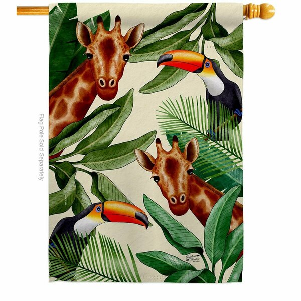 Patio Trasero Giraffe Toucan Animals Wildlife 28 x 40 in. Double-Sided Vertical House Flags for  Banner Garden PA3912165